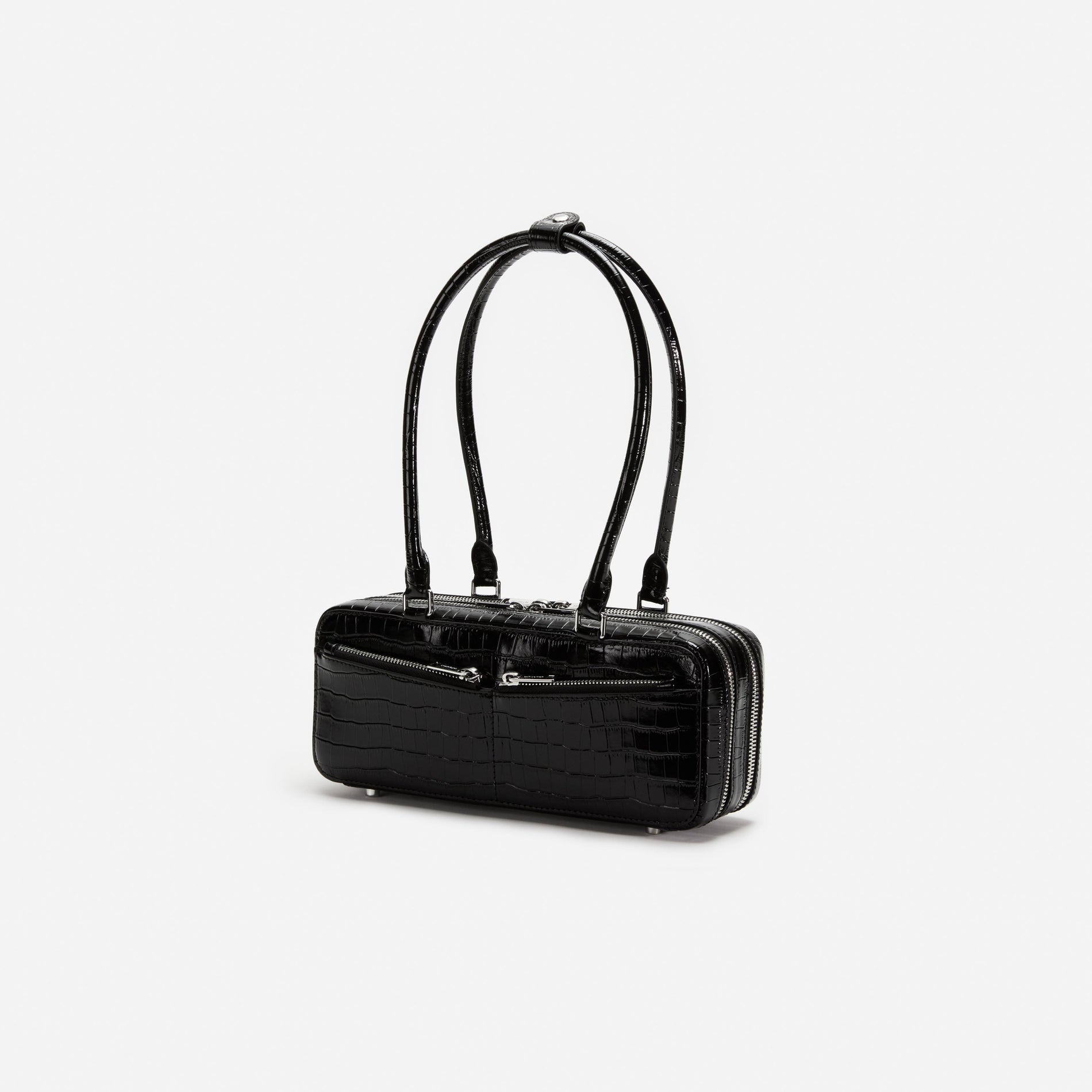 Black Croc Shoulder Bag