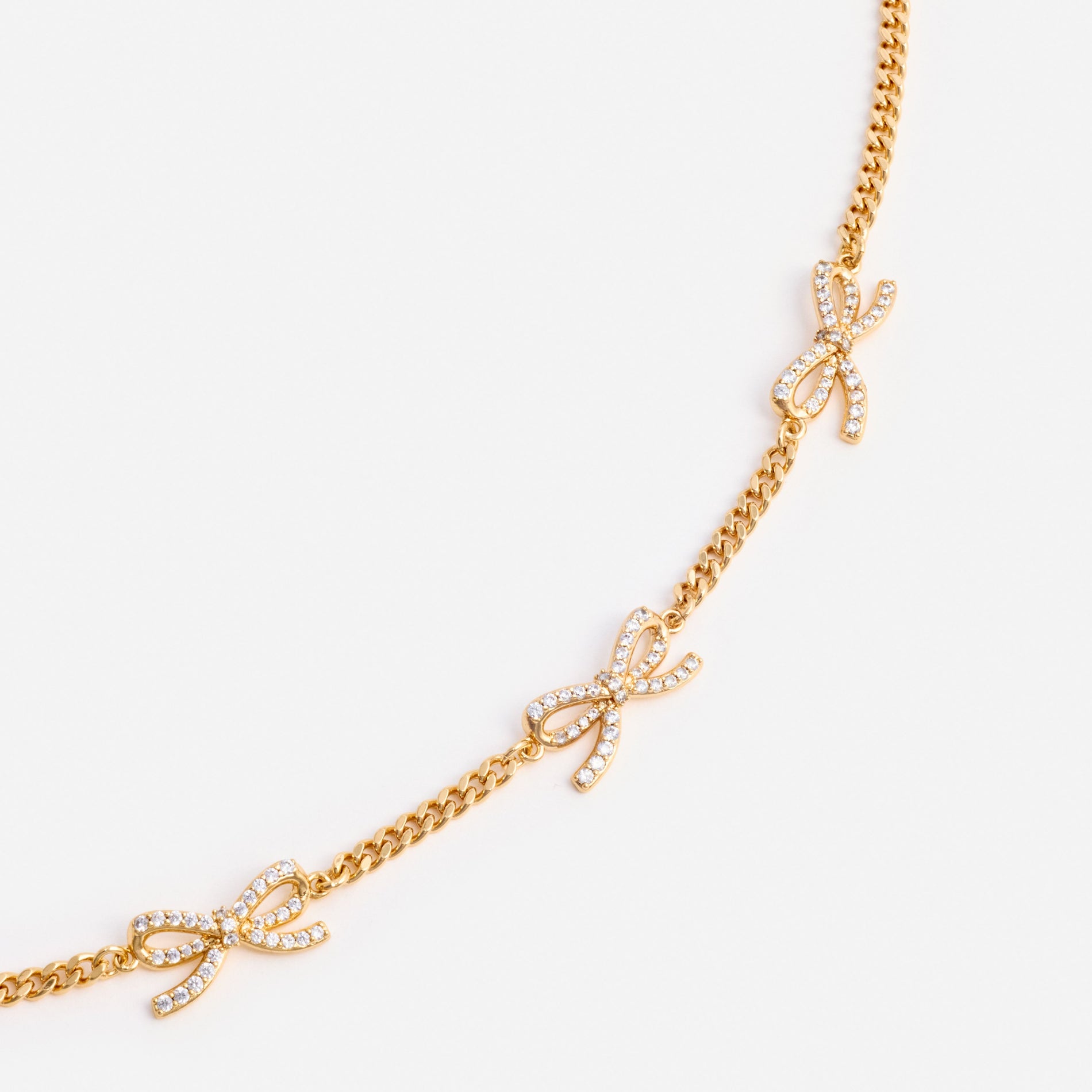 Gold Crystal Bow Necklace