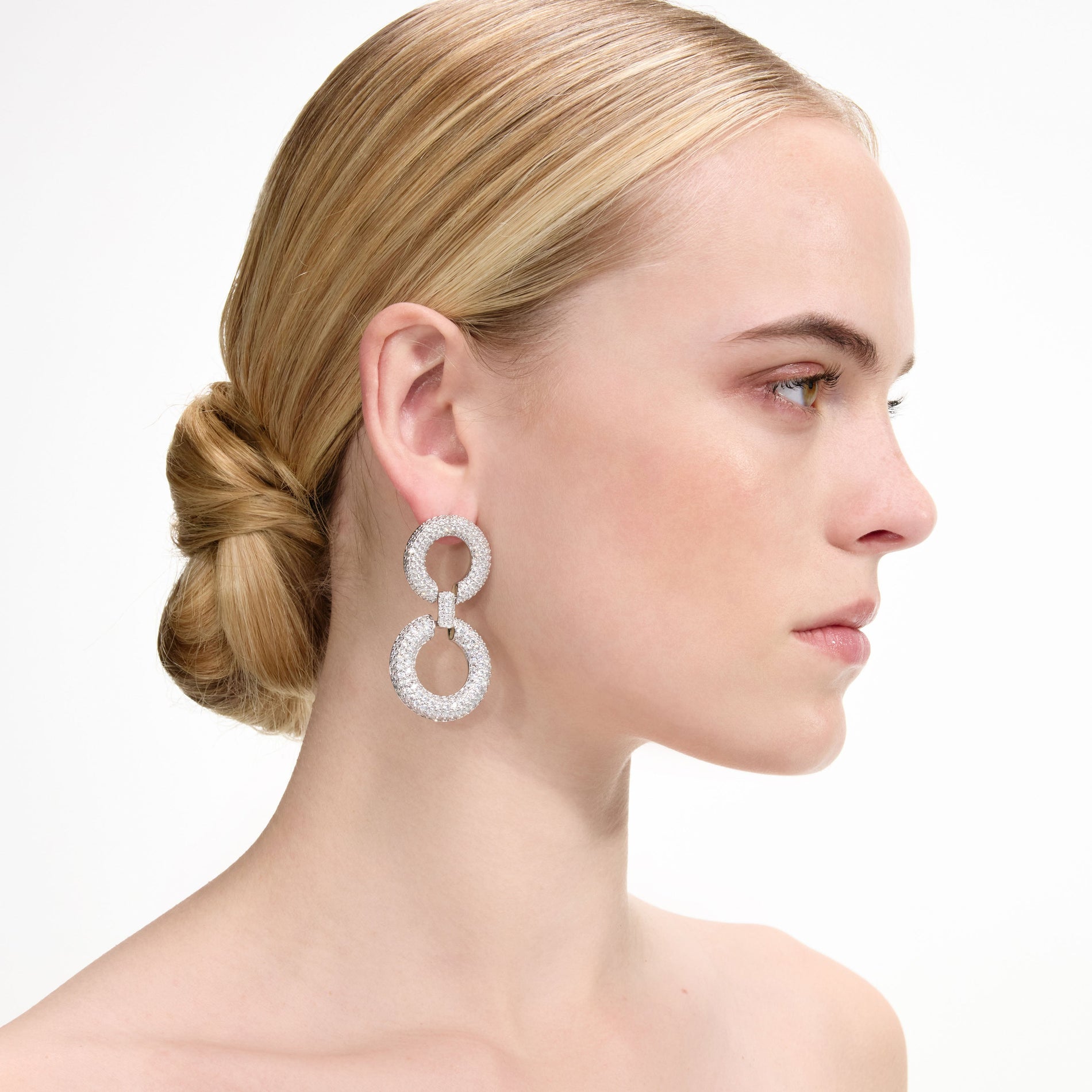 Crystal Link Two Tiered Earrings