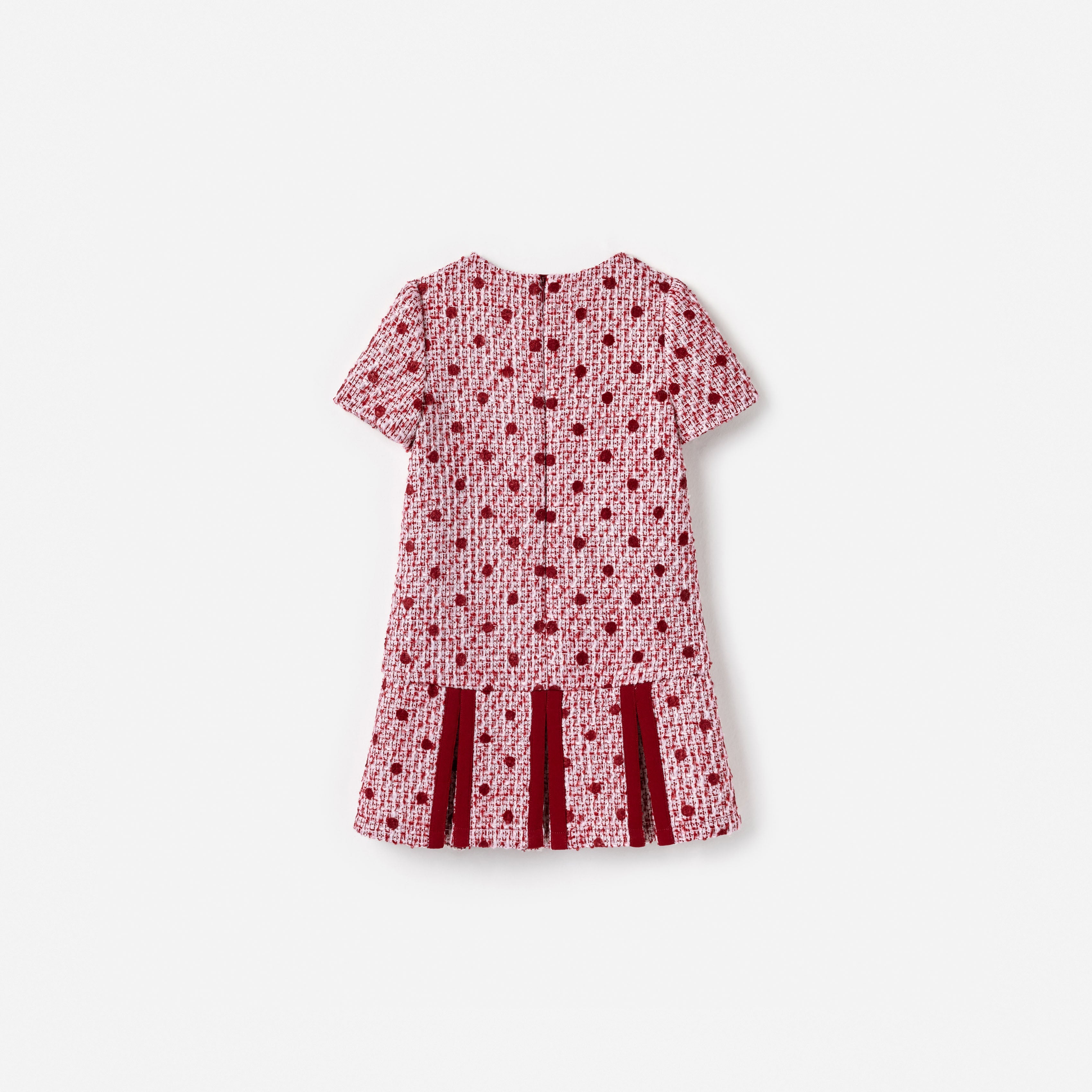 Burgundy Polka Dot Boucle Dress