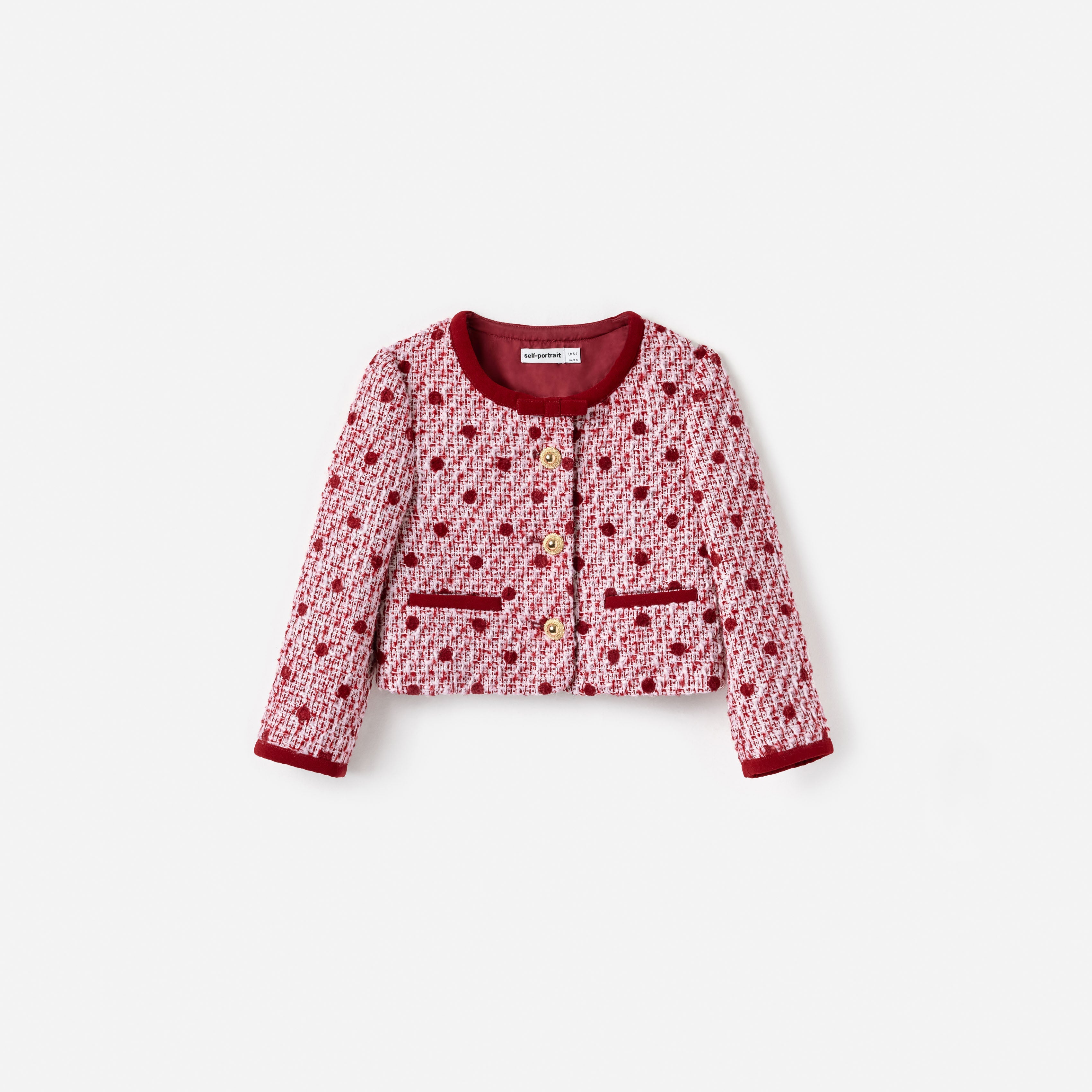 Burgundy Polka Dot Boucle Jacket
