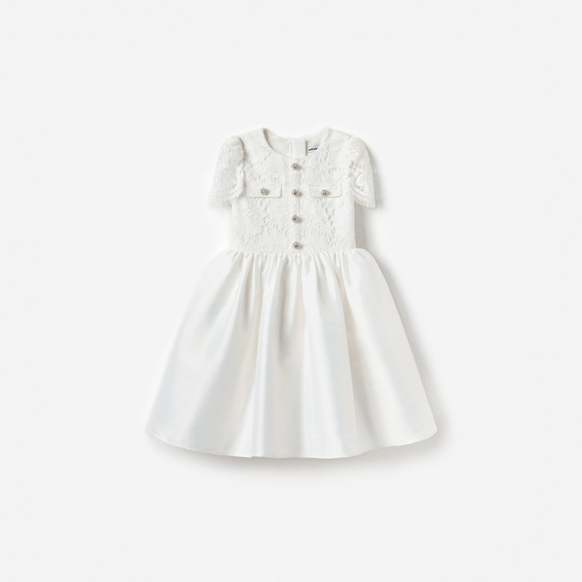 Self-Portrait - White Lace Taffeta Dress
