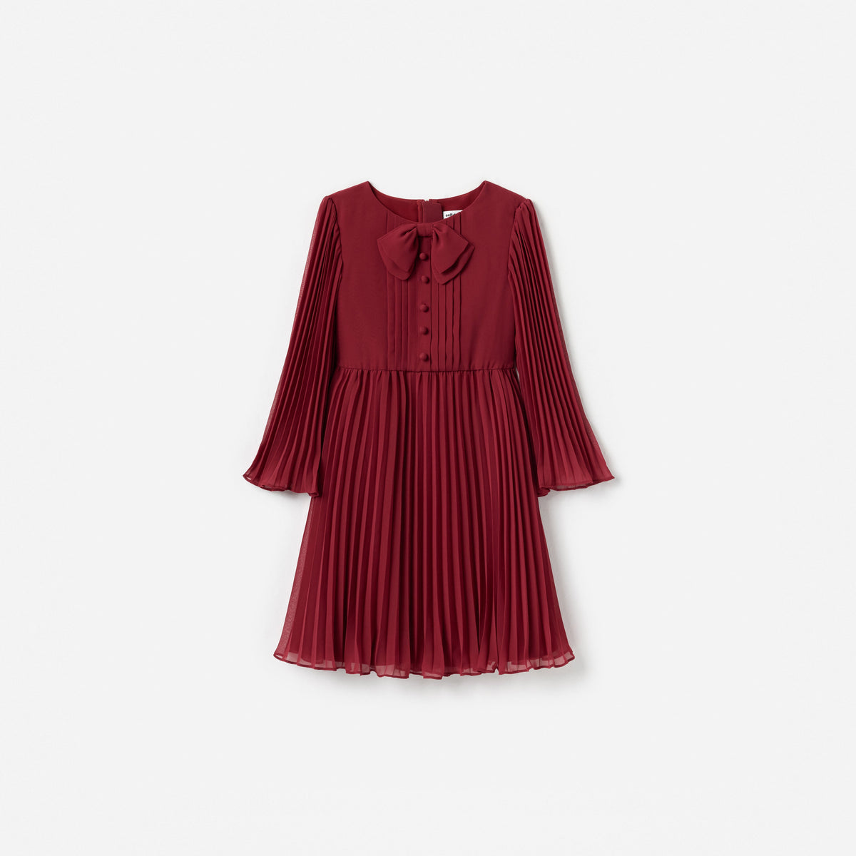 Burgundy Chiffon Long Sleeve Dress – self-portrait-US