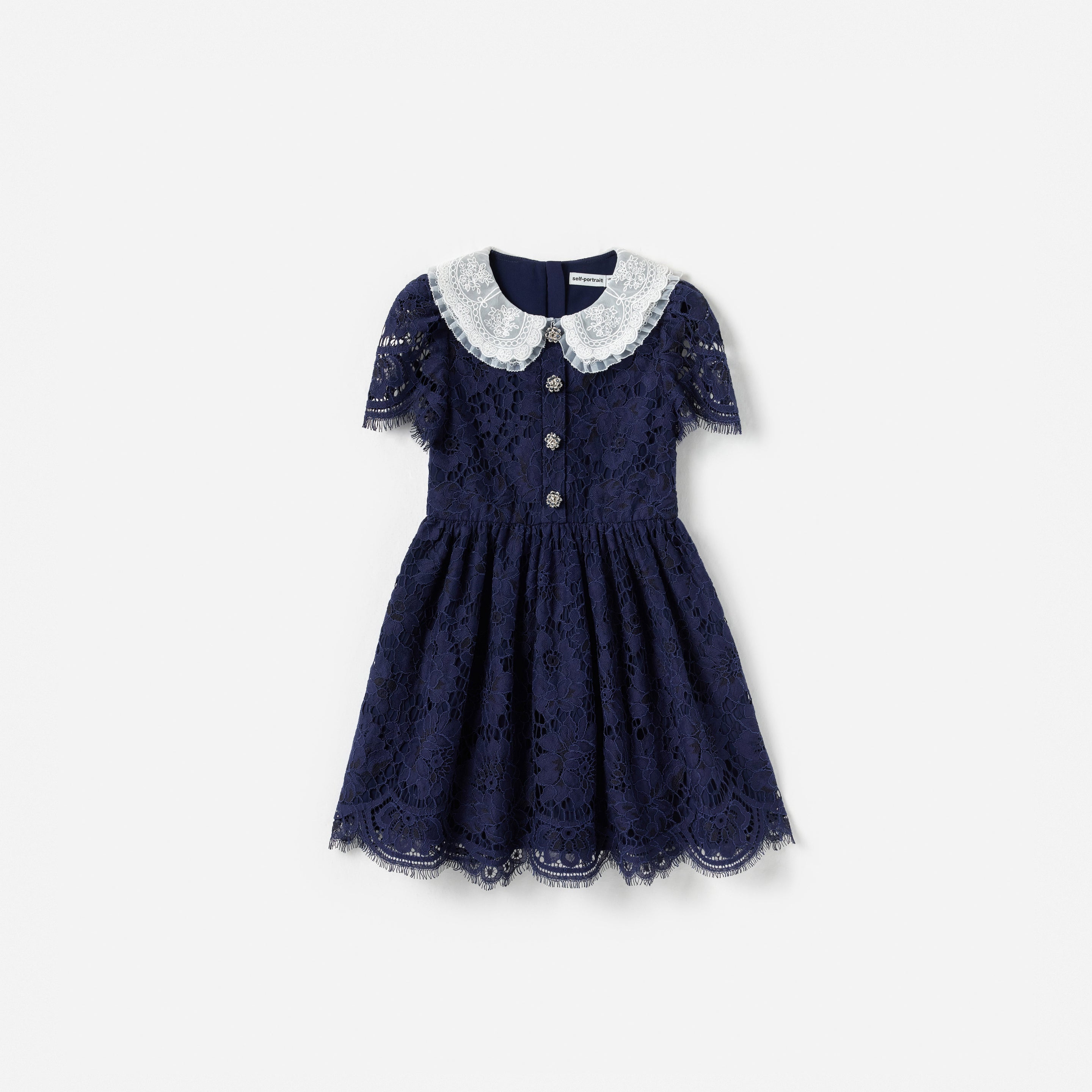 Self-Portrait - Navy Floral Lace Dress