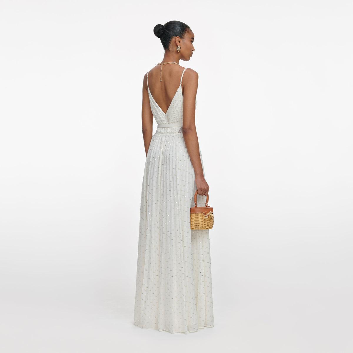white christmas dresses Self-Portrait Flower Maxi Dress in Neutral main image 0
