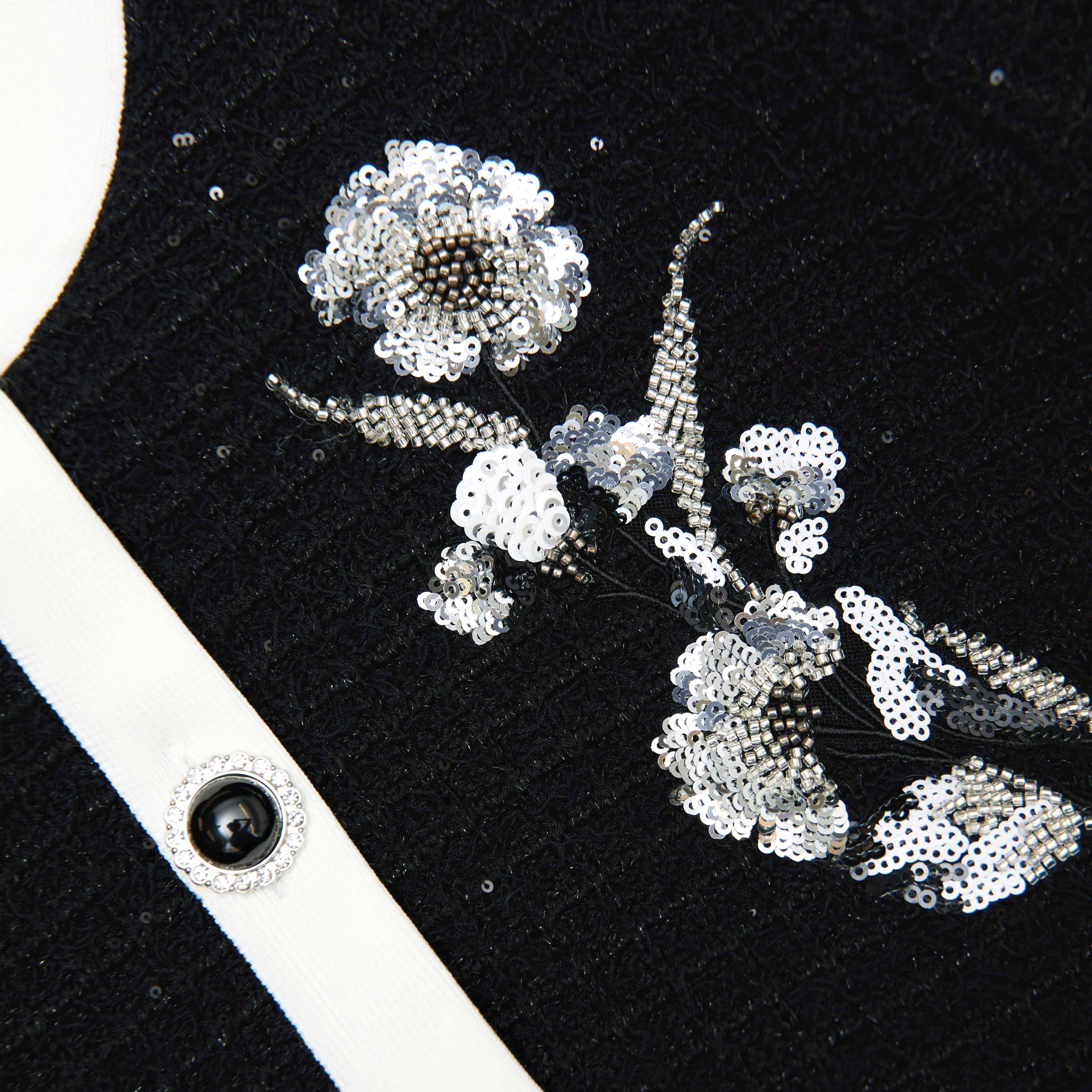 Black Floral Textured Knit Mini Dress – self-portrait-US