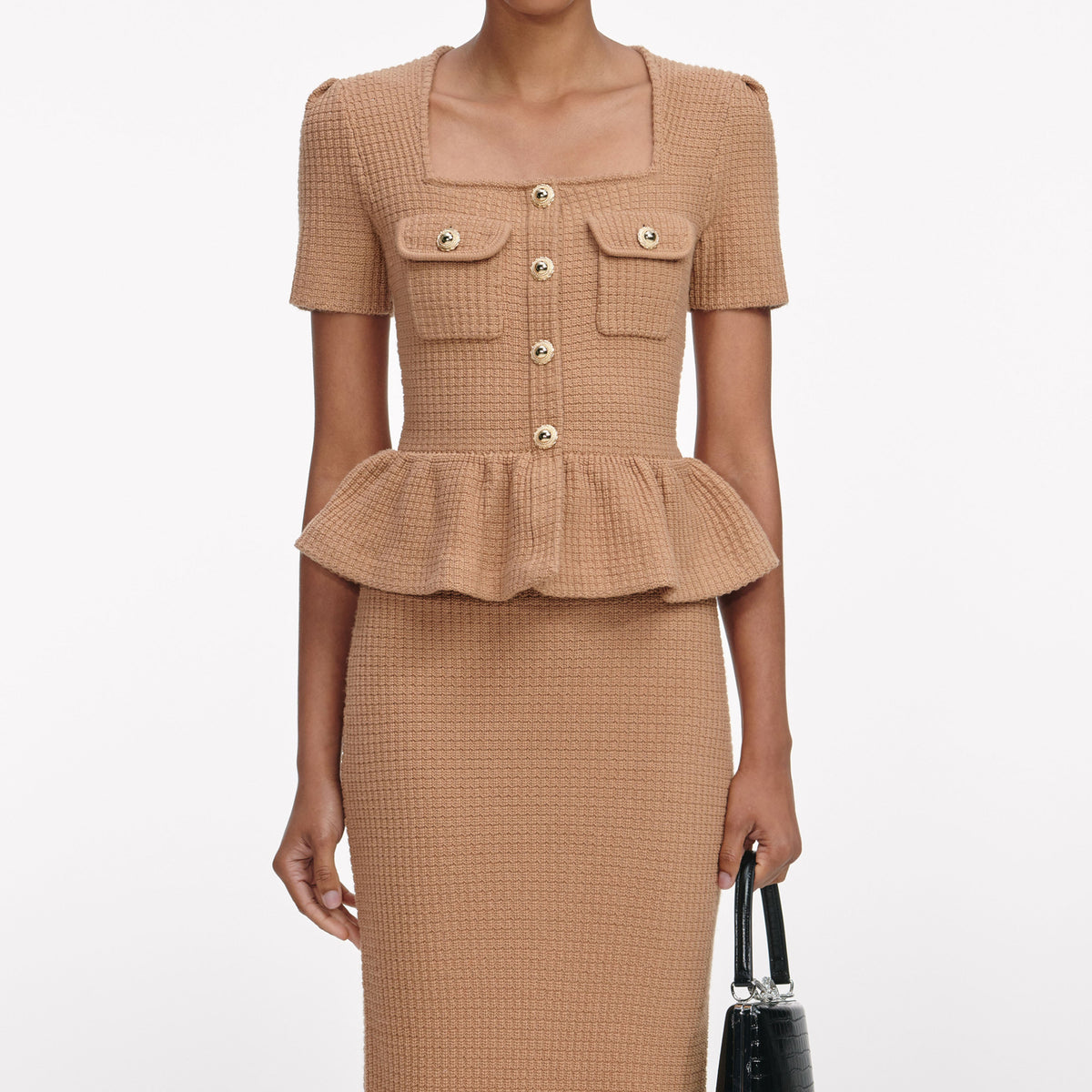 camel knit midi dress Petal and Pup Women's Nova Wrap Knit Midi Dress