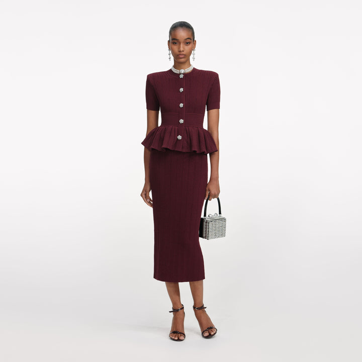 Chantelle Square Neck Midi Dress - Burgundy