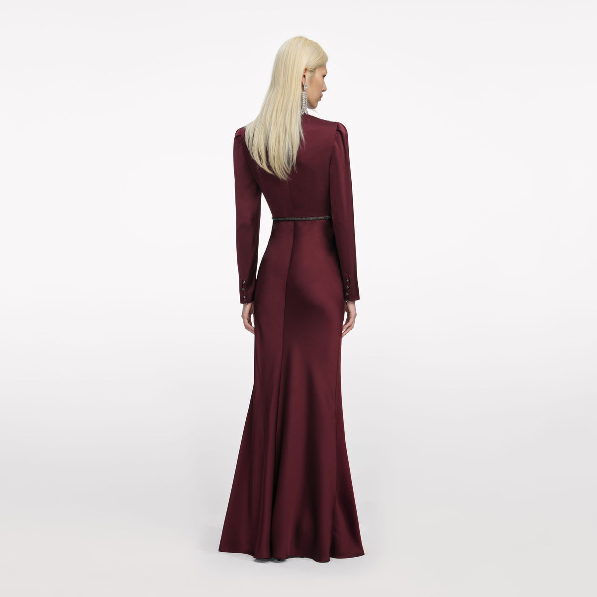 Burgundy Satin Maxi Dress – self-portrait-US