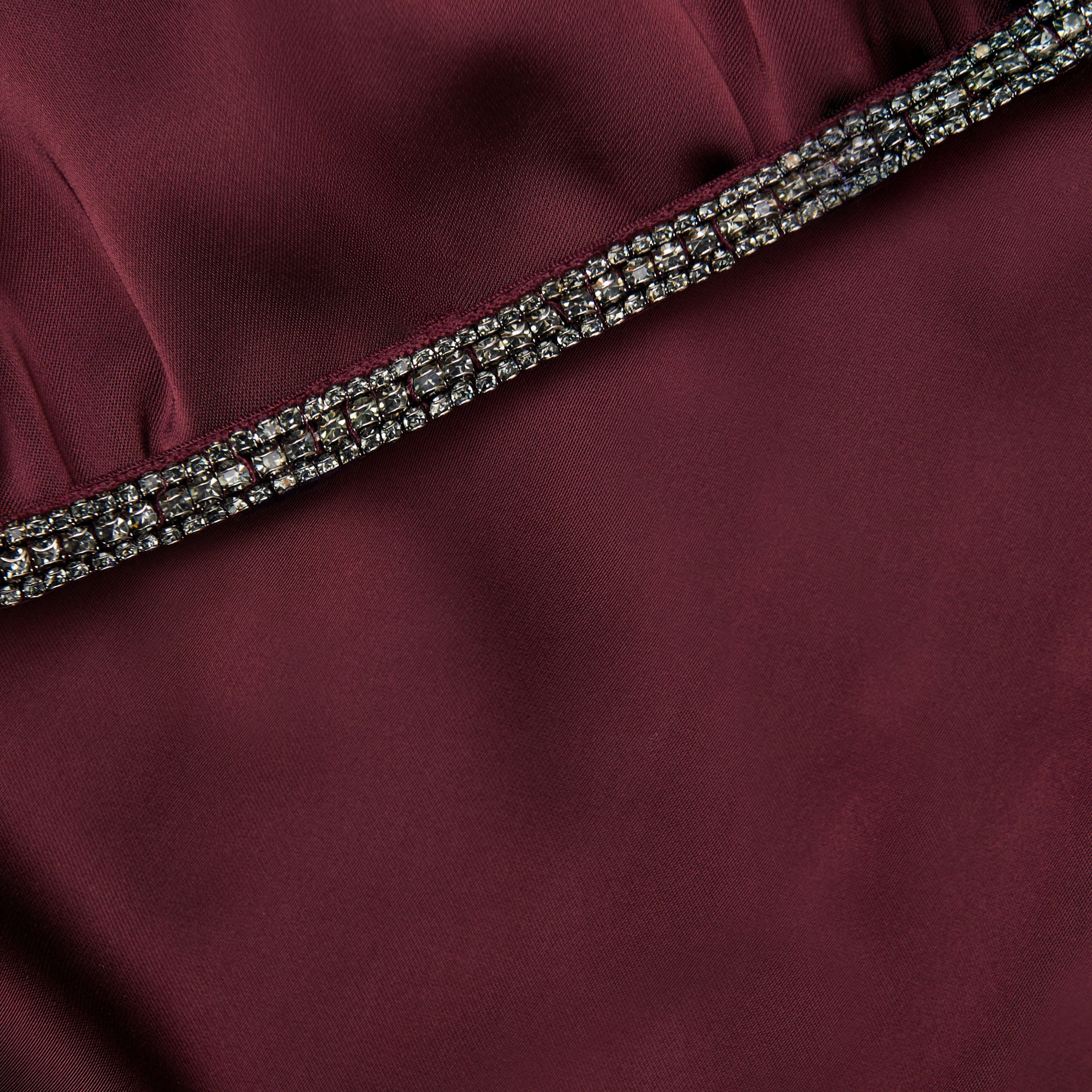 burgundy satin cowl neck draped maxi dress Burgundy Mermaid Off the Shoulder Short Satin Prom Dress – BIZTUNNEL main image 0
