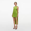 Green Satin Bow Mini Dress