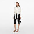 Cream Tie Neck Jersey Top