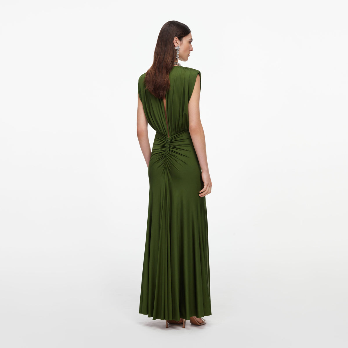 Self-Portrait Maxi Dress Jersey Gathered