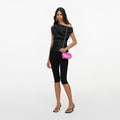 Black Taffeta Draped Top