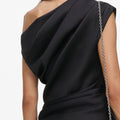Black Taffeta Draped Top