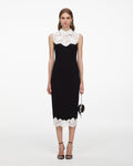 Black Contrast Lace Bodice Midi Dress