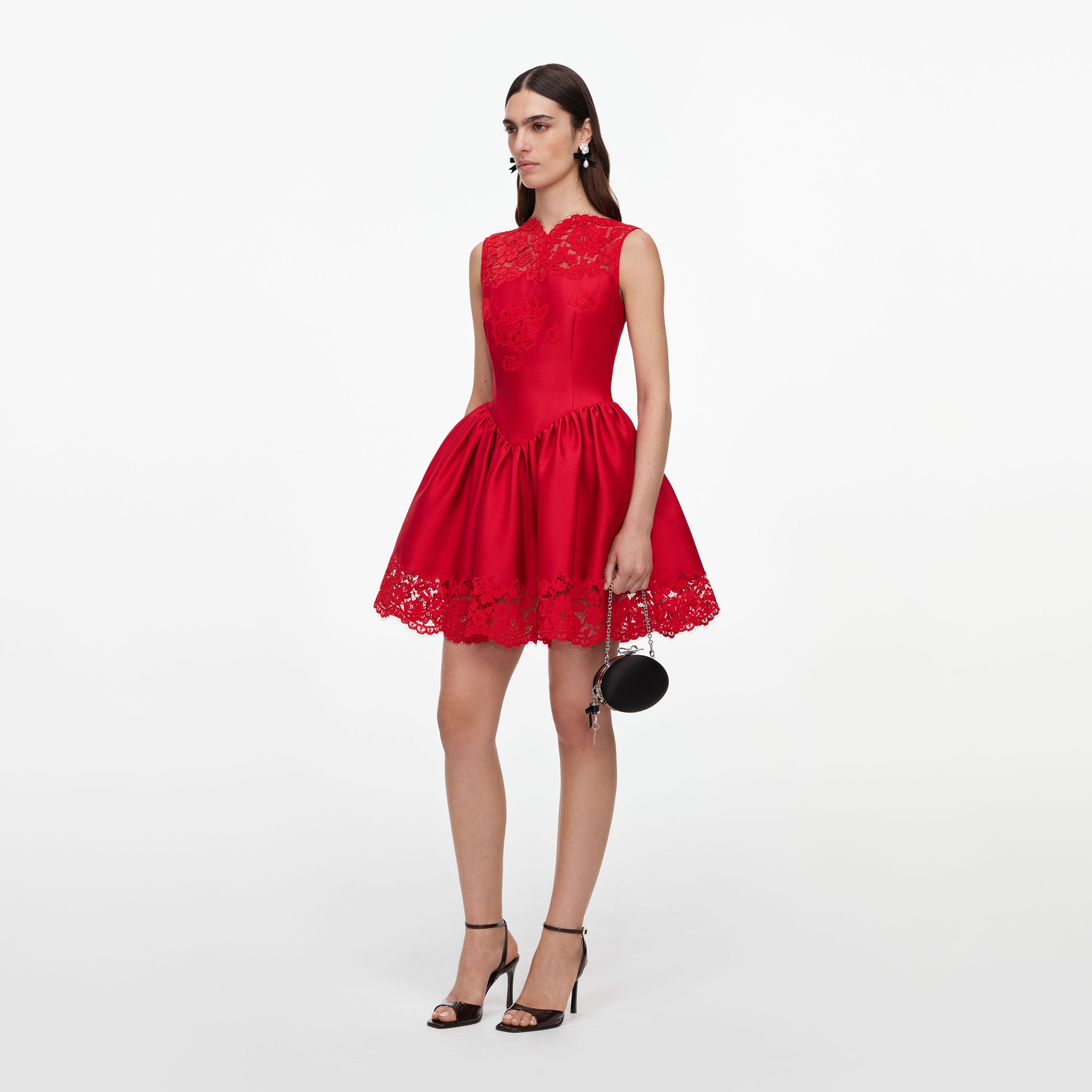 self portrait lace mini dress self-portrait - Red Taffeta Size:S | Washed Black contemporary line 5602991158637 White Mark Women's Floral