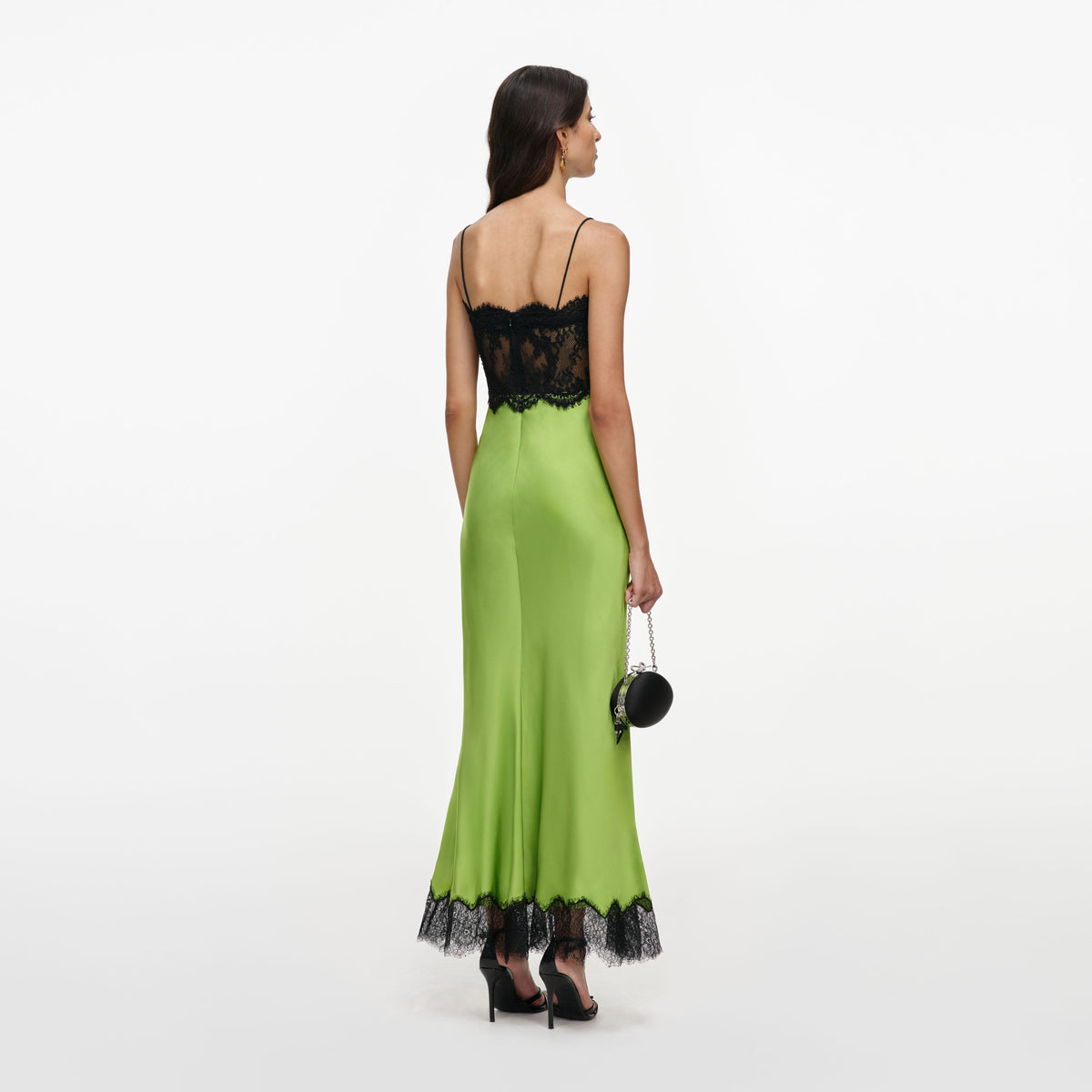 self portrait green fine lace dress self-portrait - Satin Midi Lace maxi dress