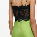 Green Satin Lace Midi Dress