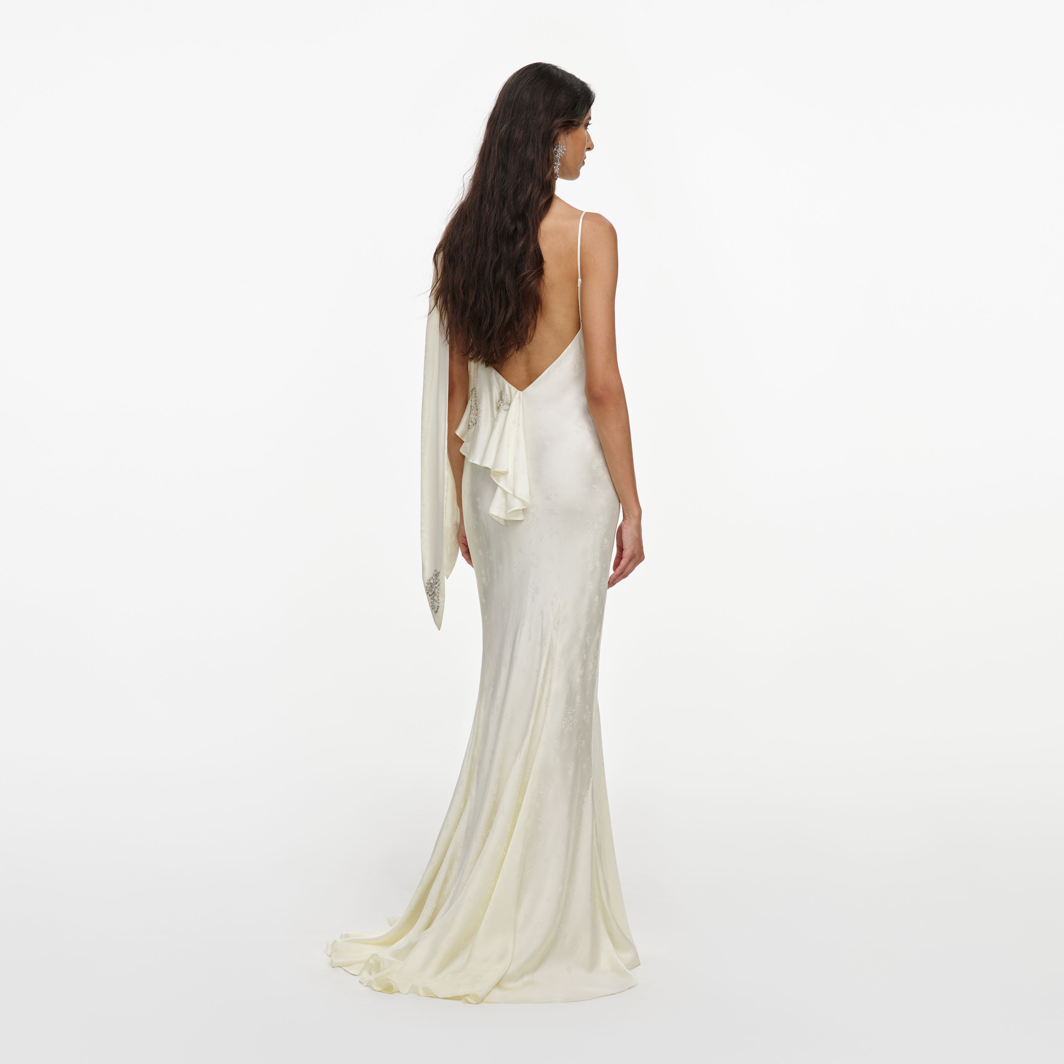 Champagne Satin Flower Maxi Dress – self-portrait-US