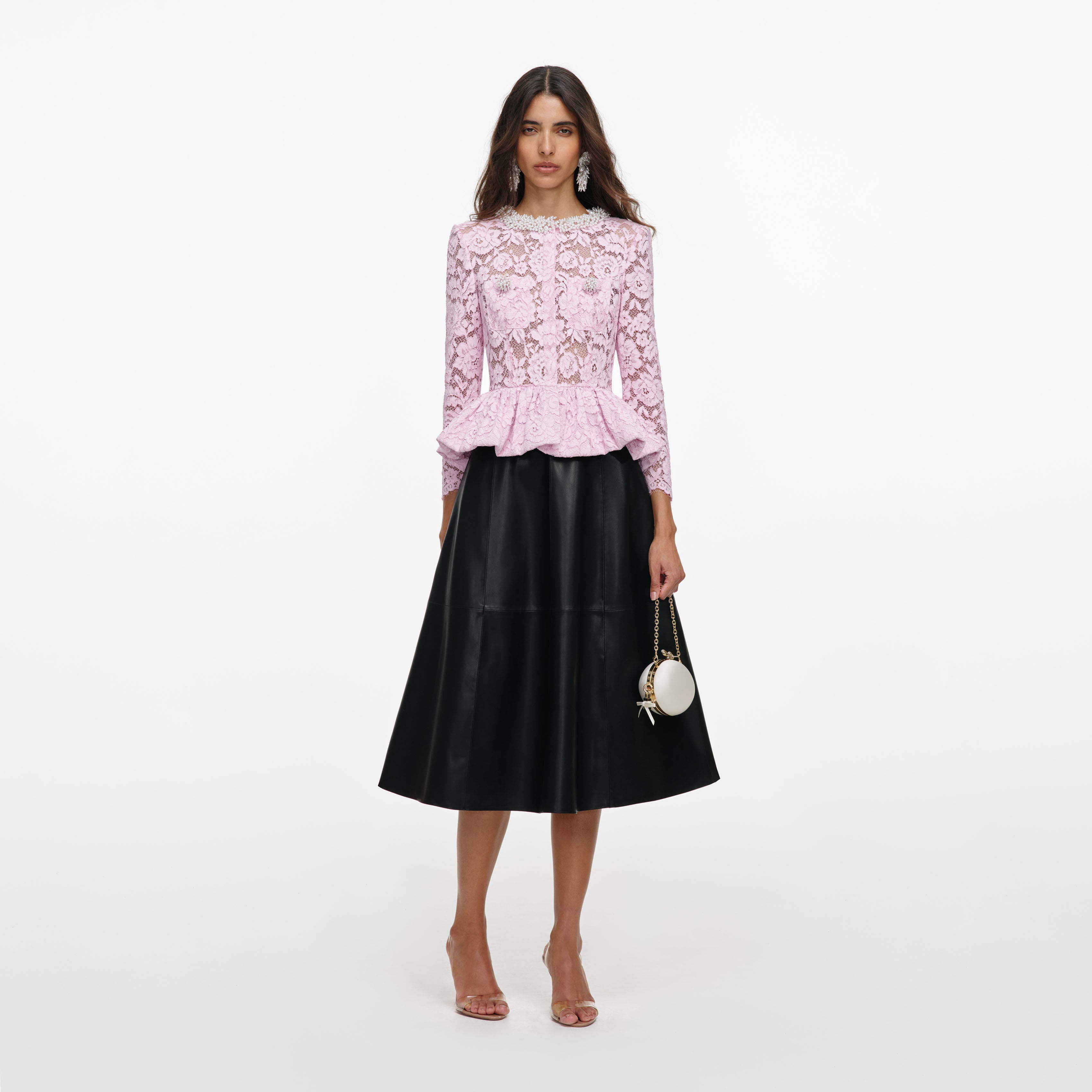 Pink Lace Peplum Top – self-portrait-US