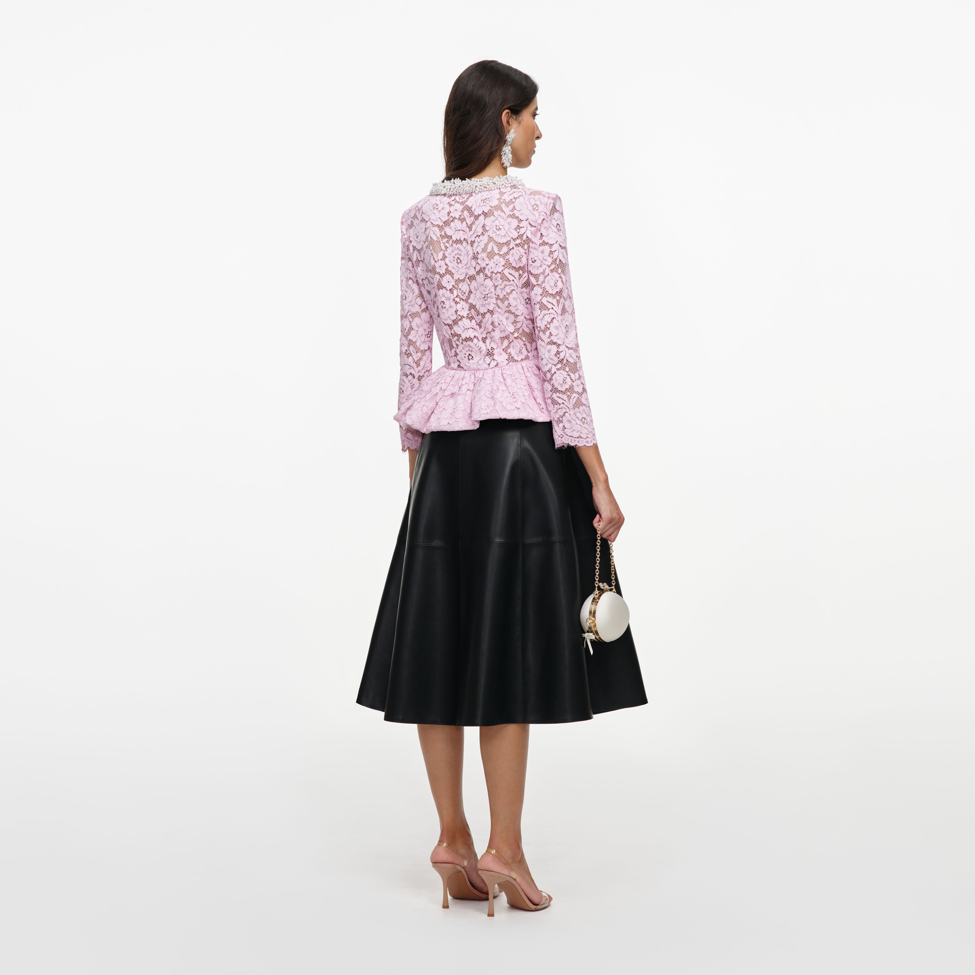 Pink Lace Peplum Top – self-portrait-US