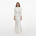 White Boucle Satin Maxi Dress