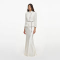 White Boucle Satin Maxi Dress