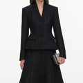 Black Metallic Boucle Midi Dress