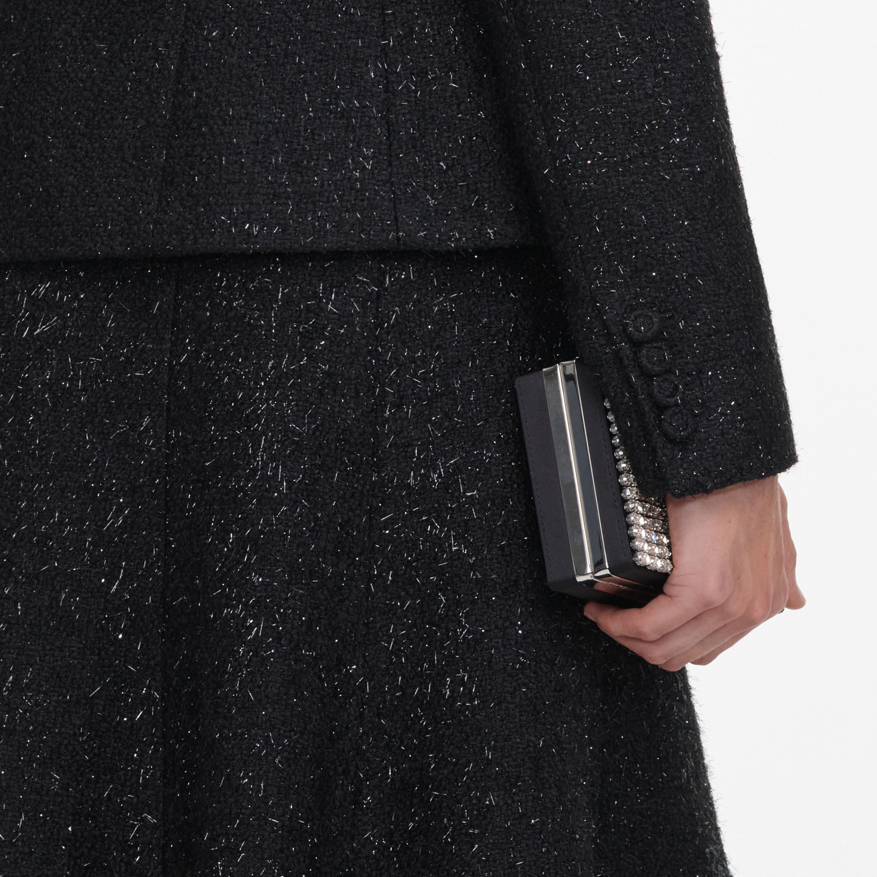 Black Metallic Boucle Midi Dress