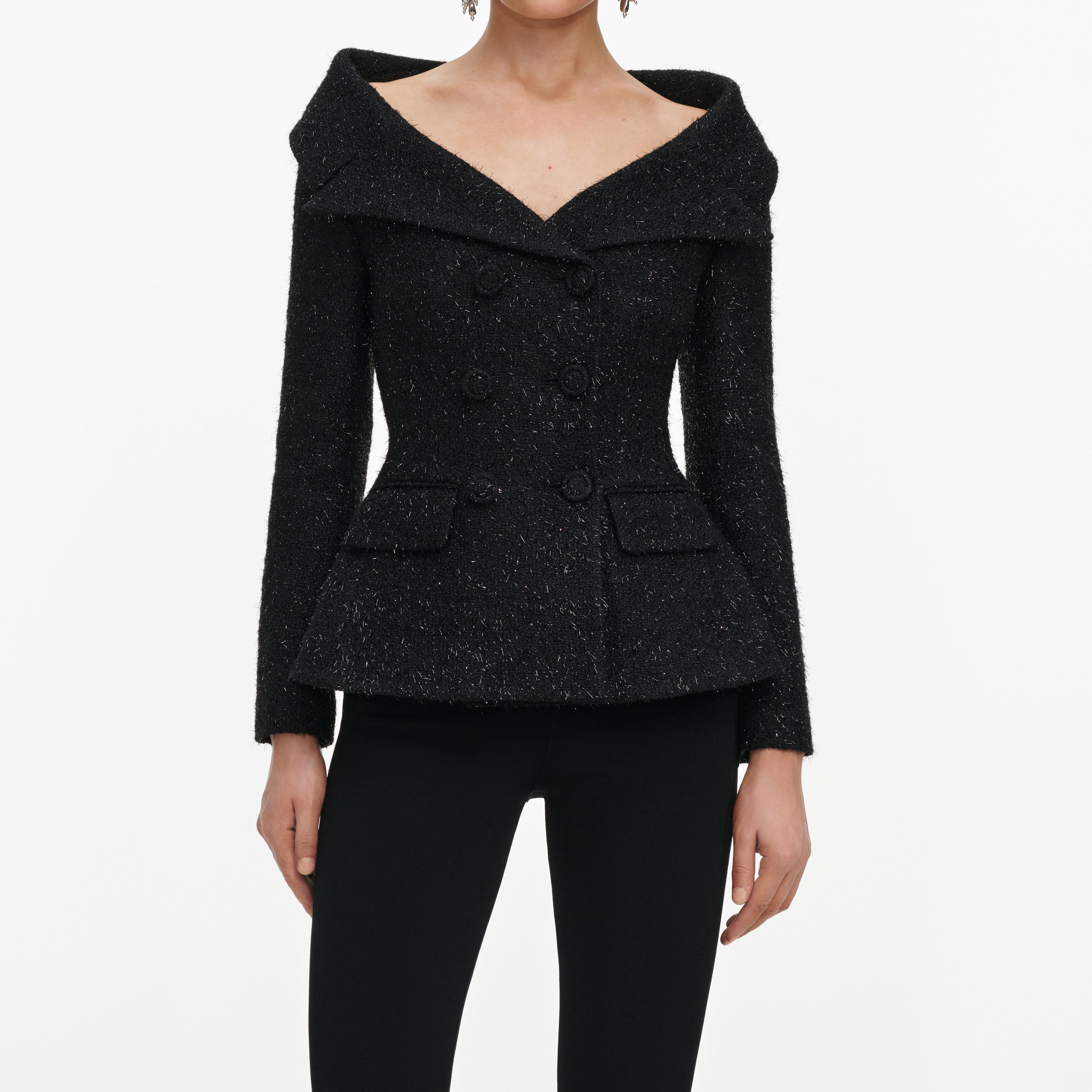 Black Metallic Boucle Jacket