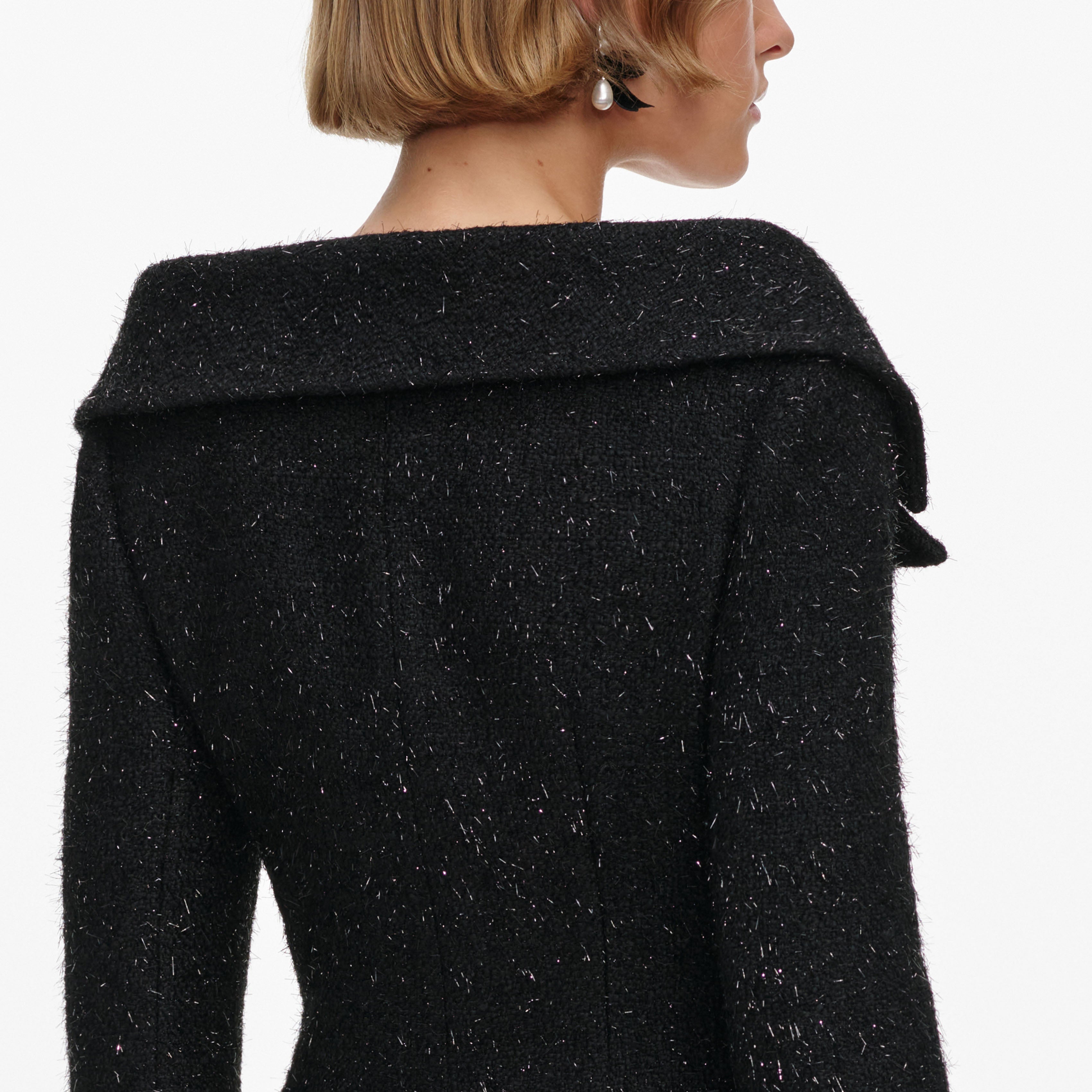 Black Metallic Boucle Mini Dress