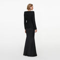 Black Metallic Boucle Satin Maxi Dress