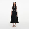 Black Boucle Crepe Midi Dress