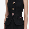 Black Boucle Crepe Midi Dress