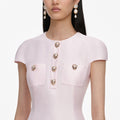 Pink Taffeta Buttoned Midi Dress