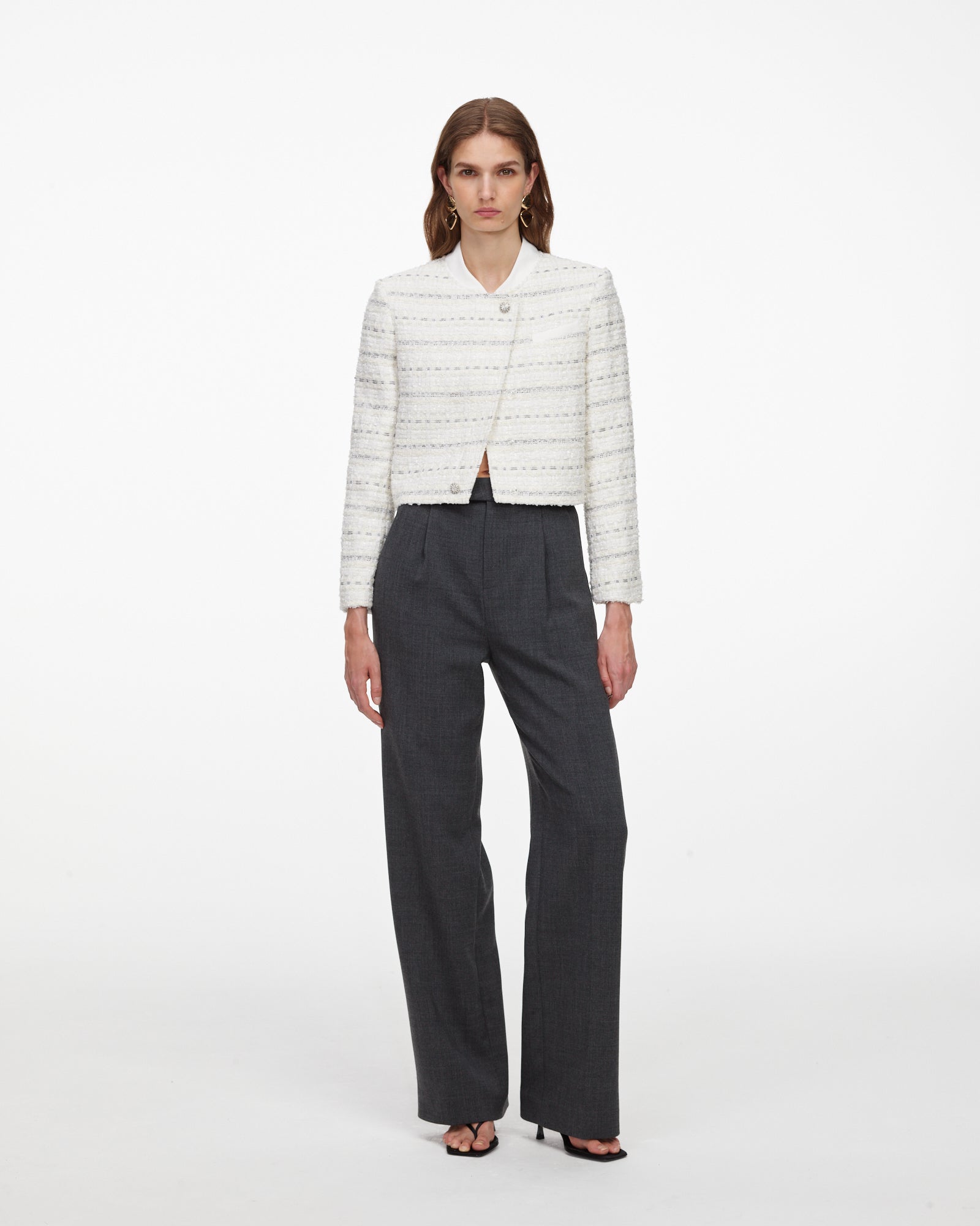 White Boucle Boxy Jacket