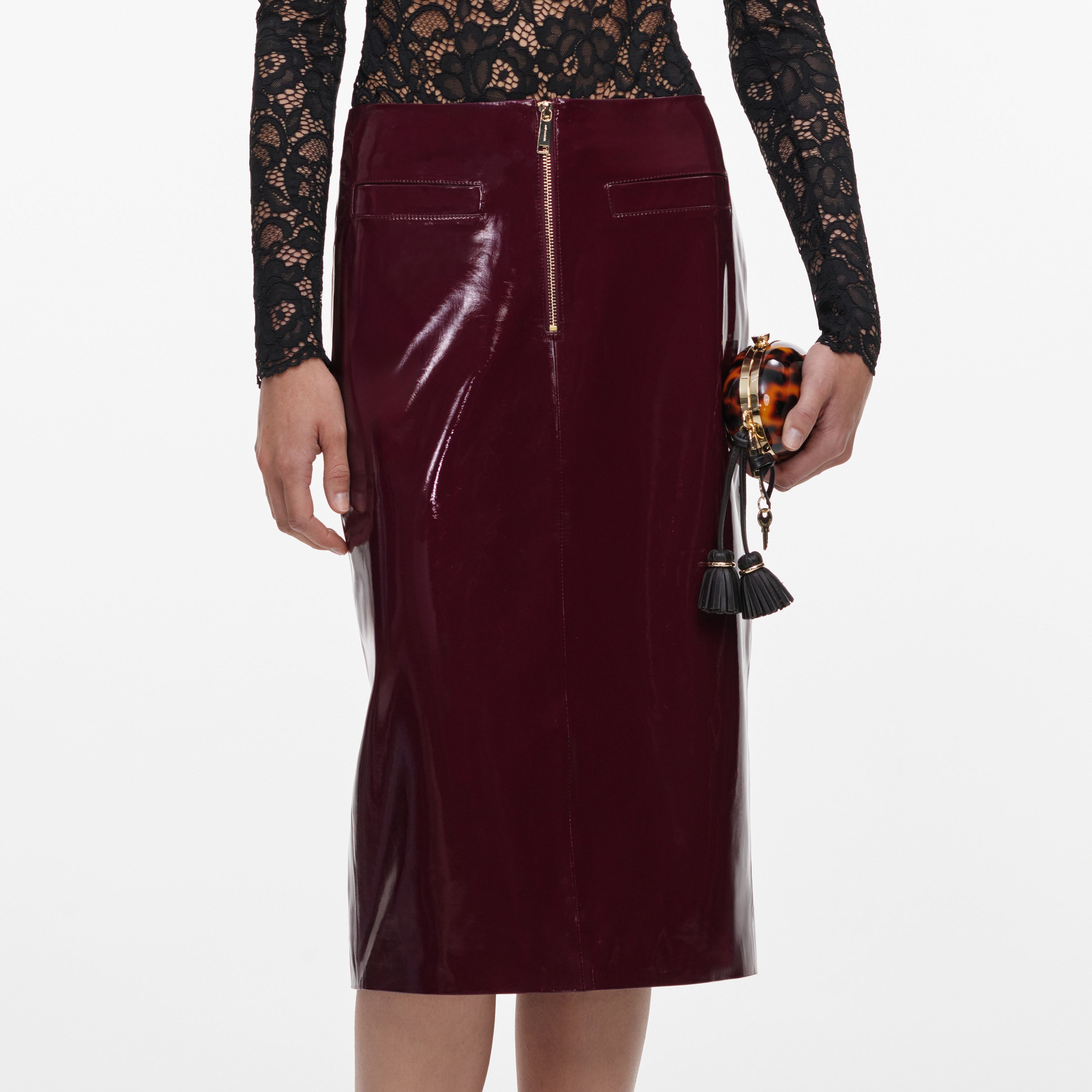 Purple Faux Leather Skirt – self-portrait-US