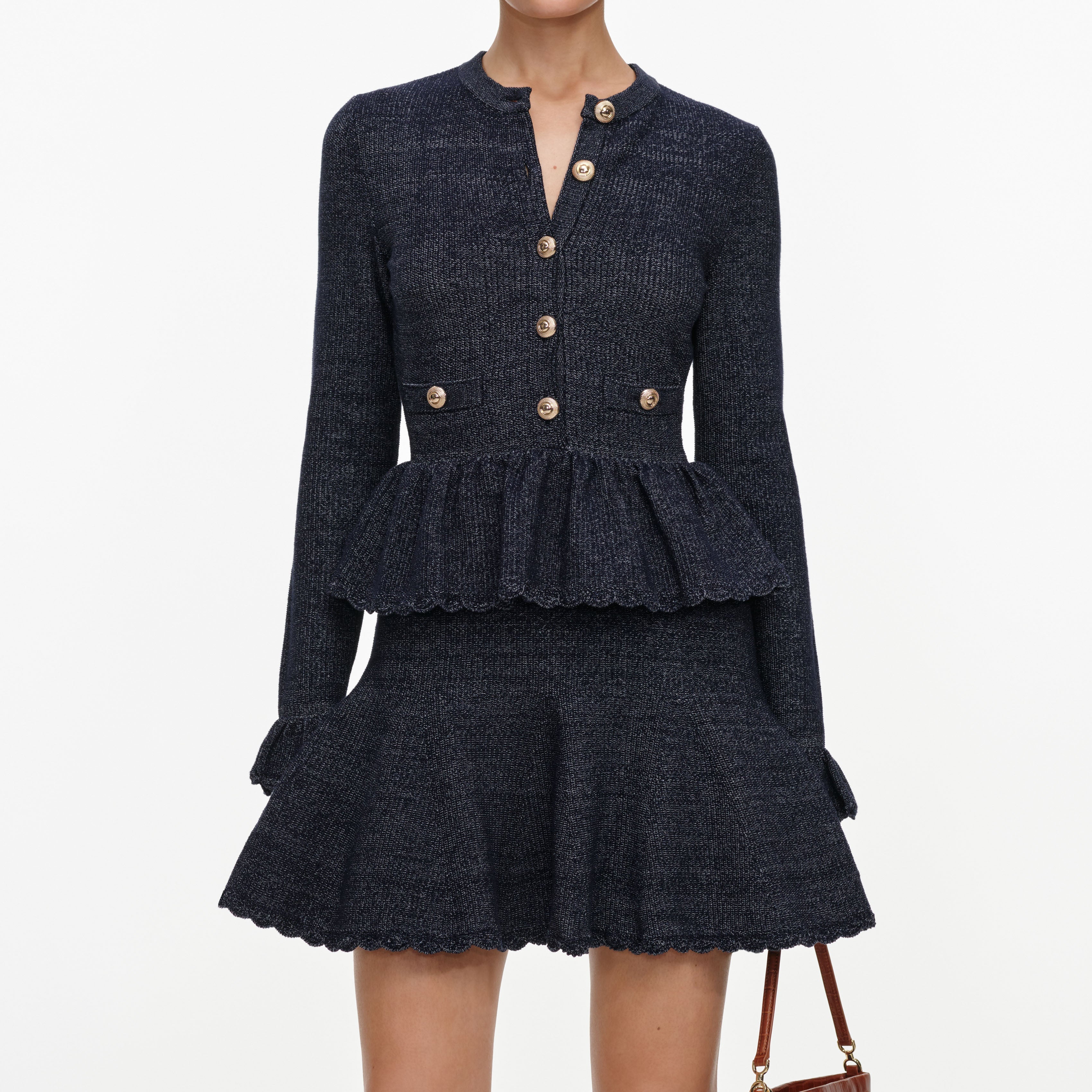 Navy Textured Knit Mini Dress