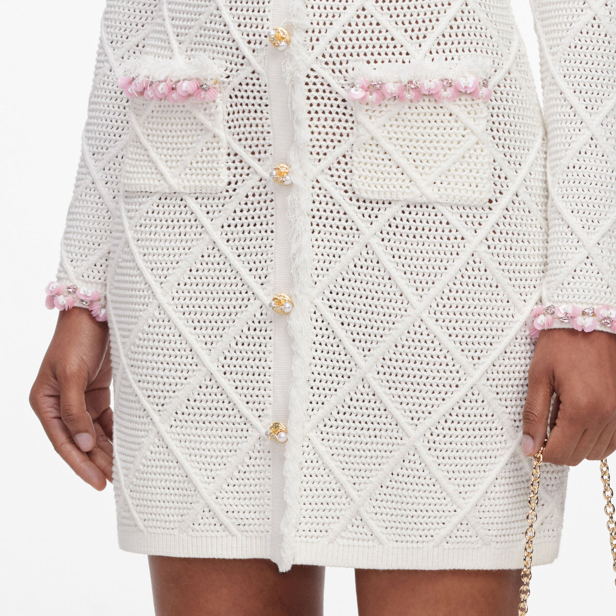 self portrait cream soft knit mini dress Fringe – self-portrait-US fringes and sequins