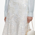 White Sequin Lace Midi Skirt