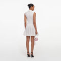 White Flower Trim Knit Mini Dress
