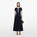 Navy Rib Knit Midi Dress