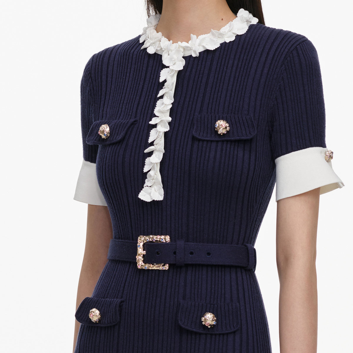 something navy easy knit midi dress Rib – self-portrait-US price-$500 - $600