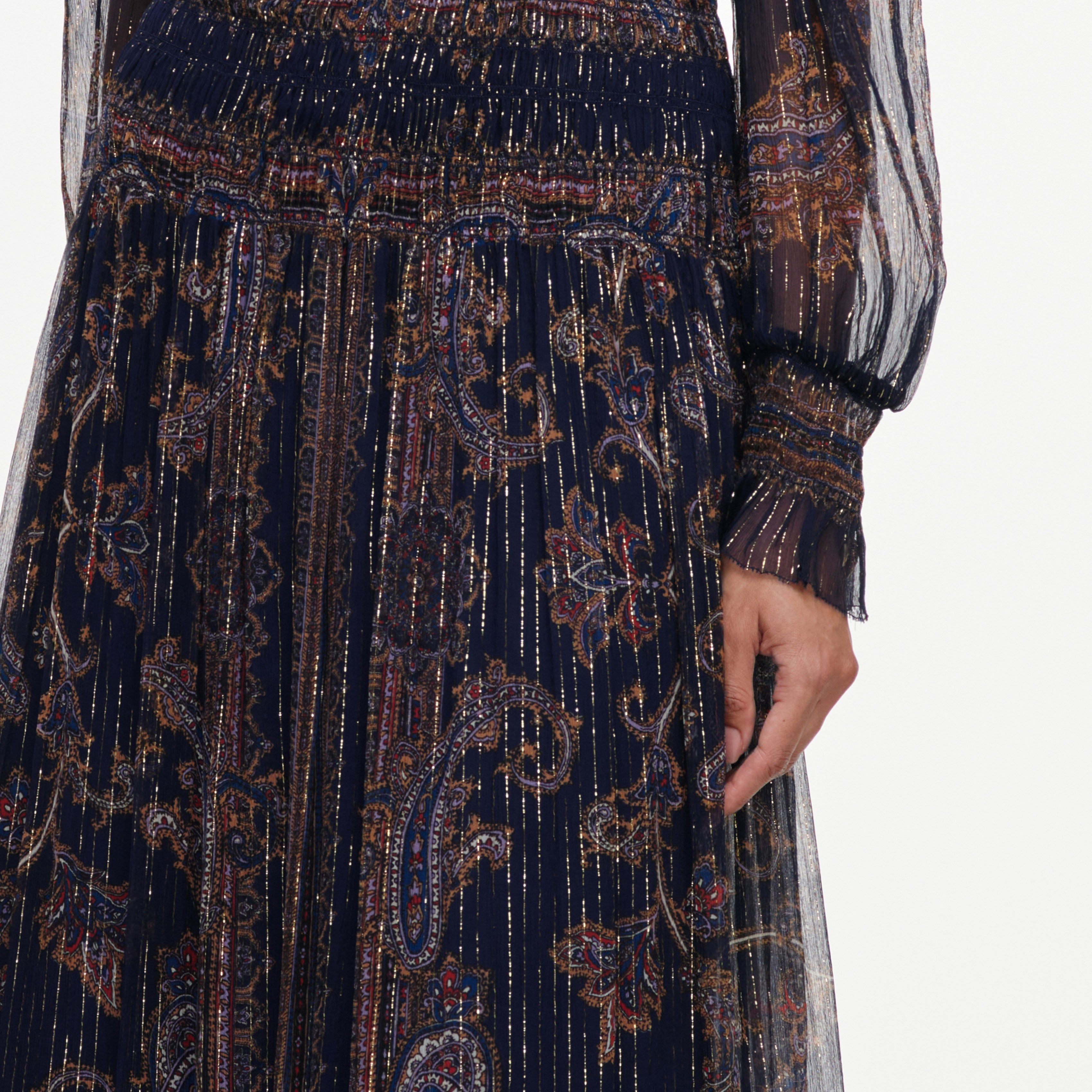 Navy Printed Georgette Maxi Dress