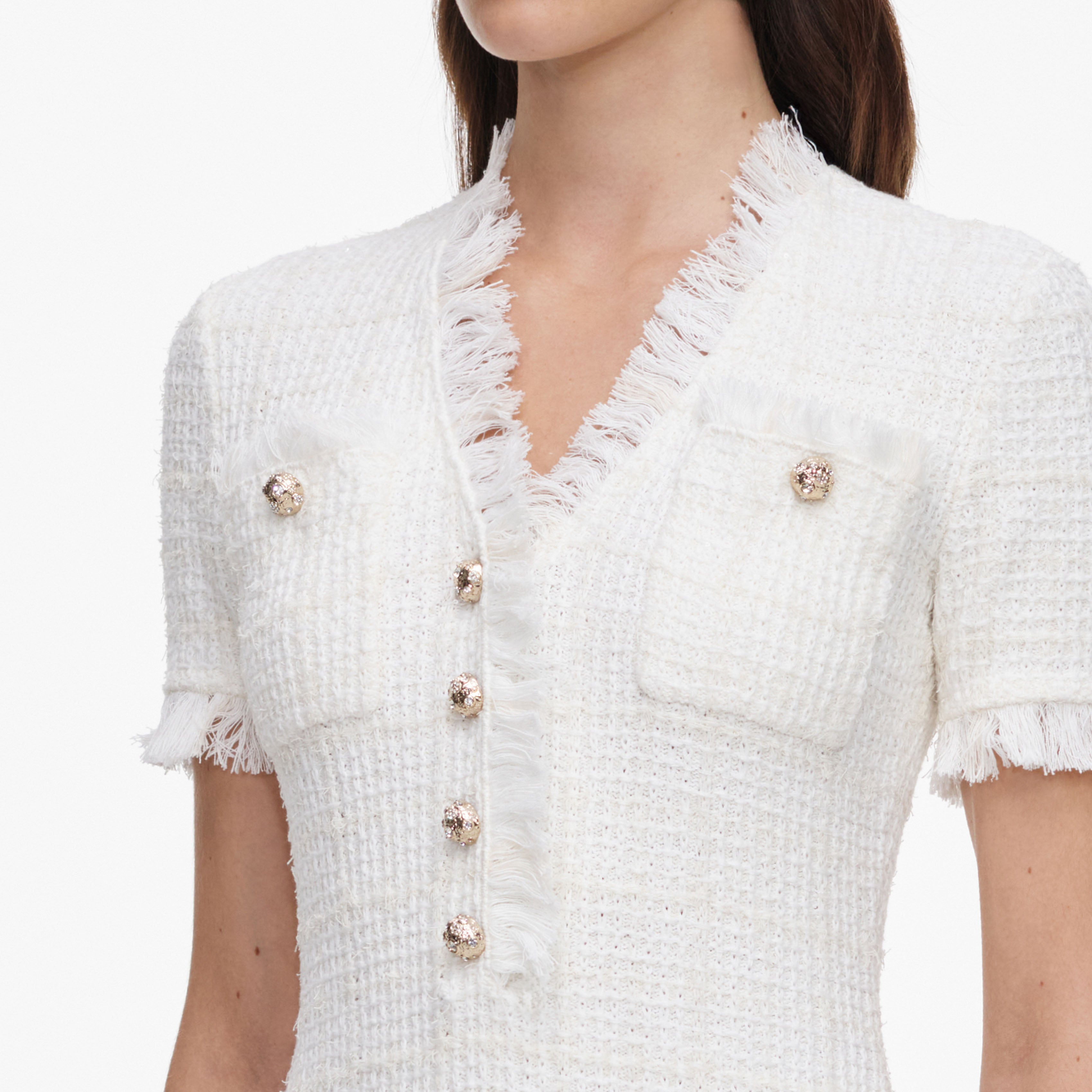 Cream Textured Knit Mini Dress