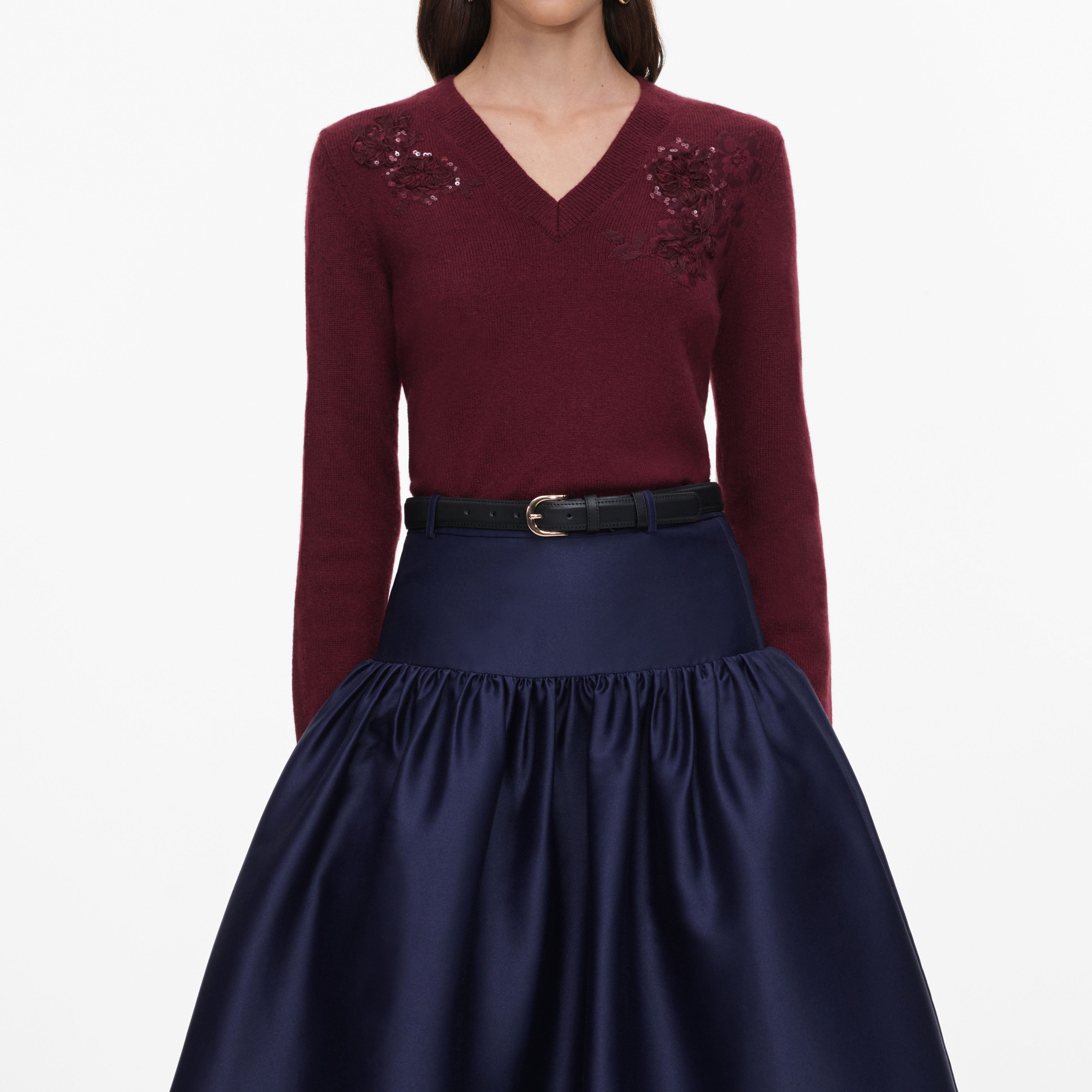 Burgundy Flower Wool Jumper