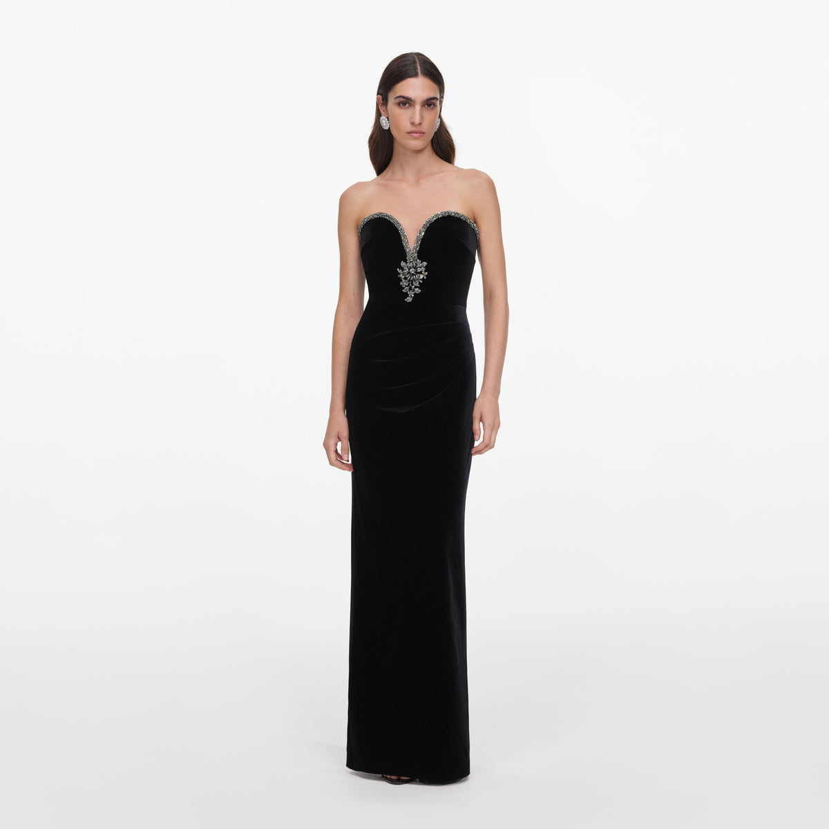 self-portrait - Black Velvet Maxi Dress
