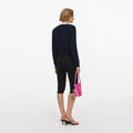 Navy Flower Pearl Trim Knit Jumper