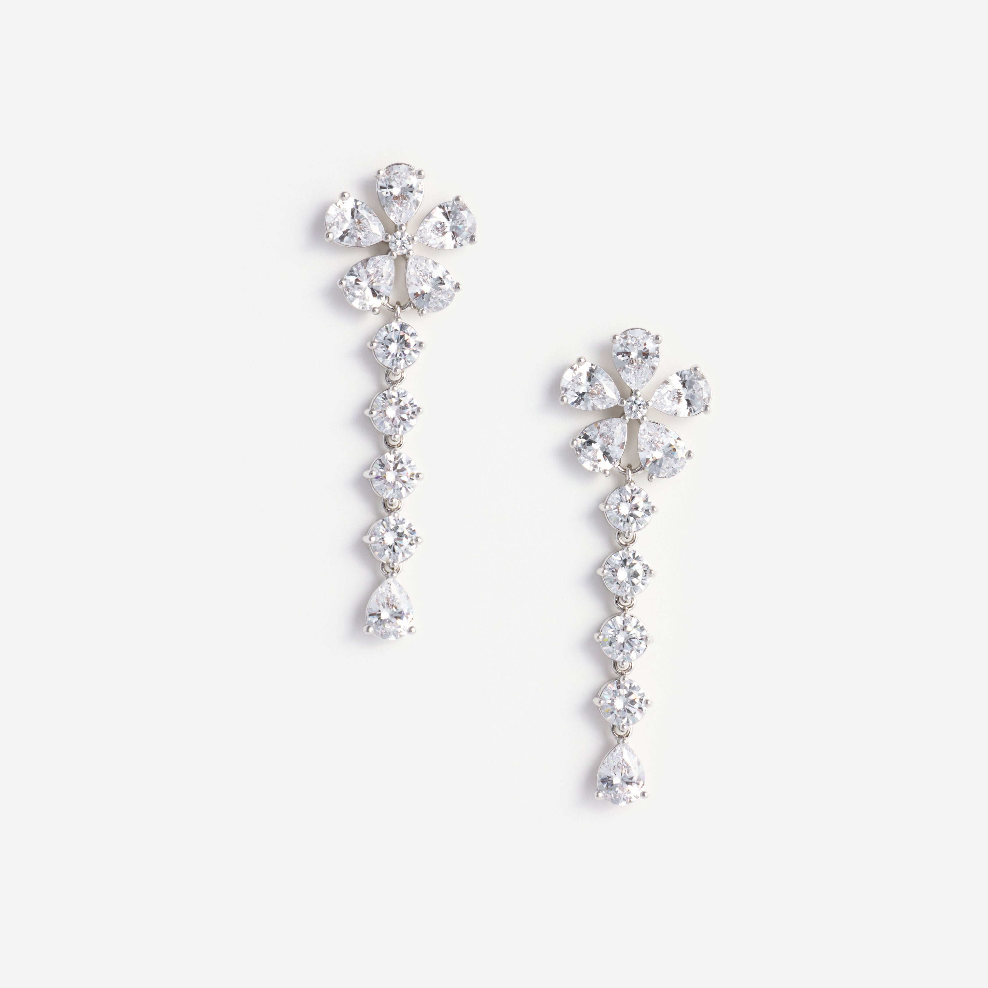 Multi Crystal Flower Dangle Earring